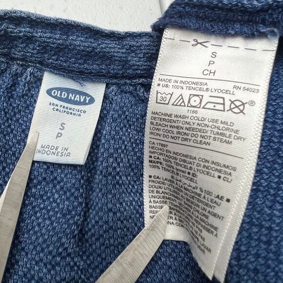 Old Navy SMALL Blue Woven Ruffle Flare Short Sleeve Lace Up Mini Shift Dress - Picture 3 of 3